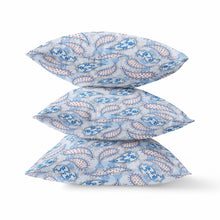 16” Blue Gray Boho Paisley Suede Throw Pillow