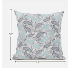 18” Gray Turquoise Boho Paisley Suede Throw Pillow
