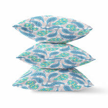 16 英寸綠色靛藍波西米亞佩斯利絨面革抱枕