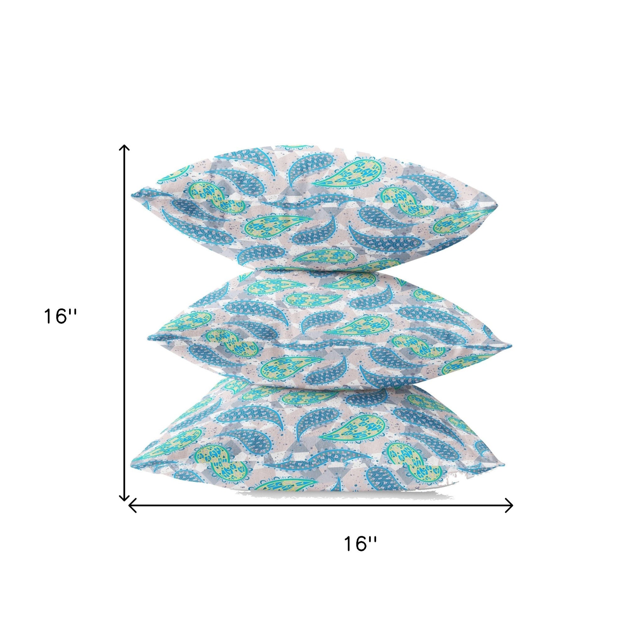 16 英寸綠色靛藍波西米亞佩斯利絨面革抱枕