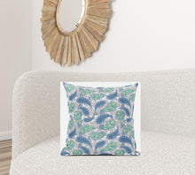 18” Green Indigo Boho Paisley Suede Throw Pillow