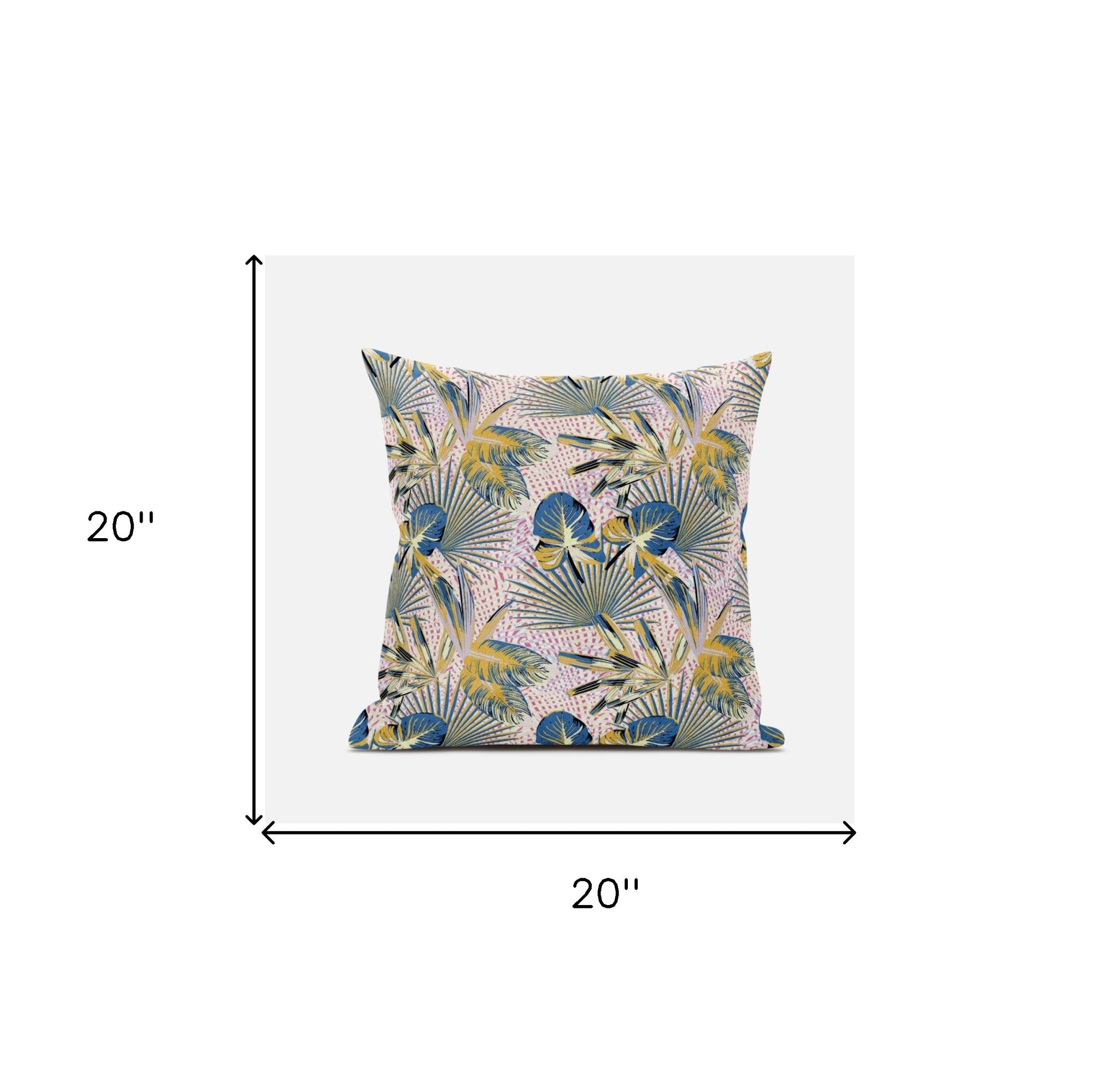 18” Blue Gold Tropical Suede Throw Pillow