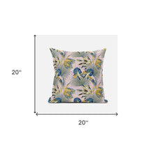 18” Blue Gold Tropical Suede Throw Pillow