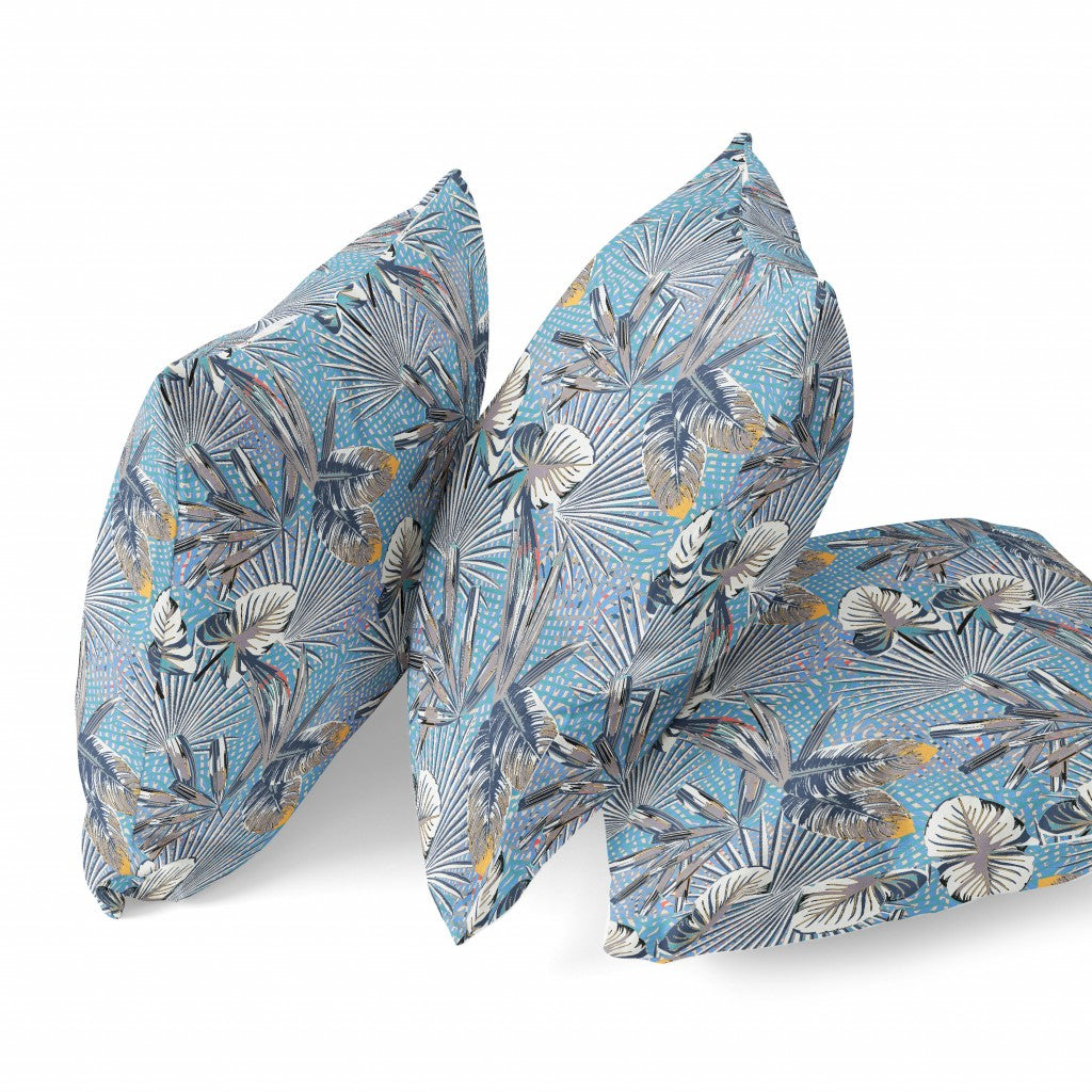 Cojín de gamuza tropical azul gris de 16 "