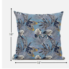 18” Gray Blue Tropical Suede Throw Pillow
