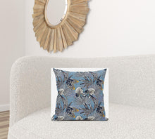 18” Gray Blue Tropical Suede Throw Pillow