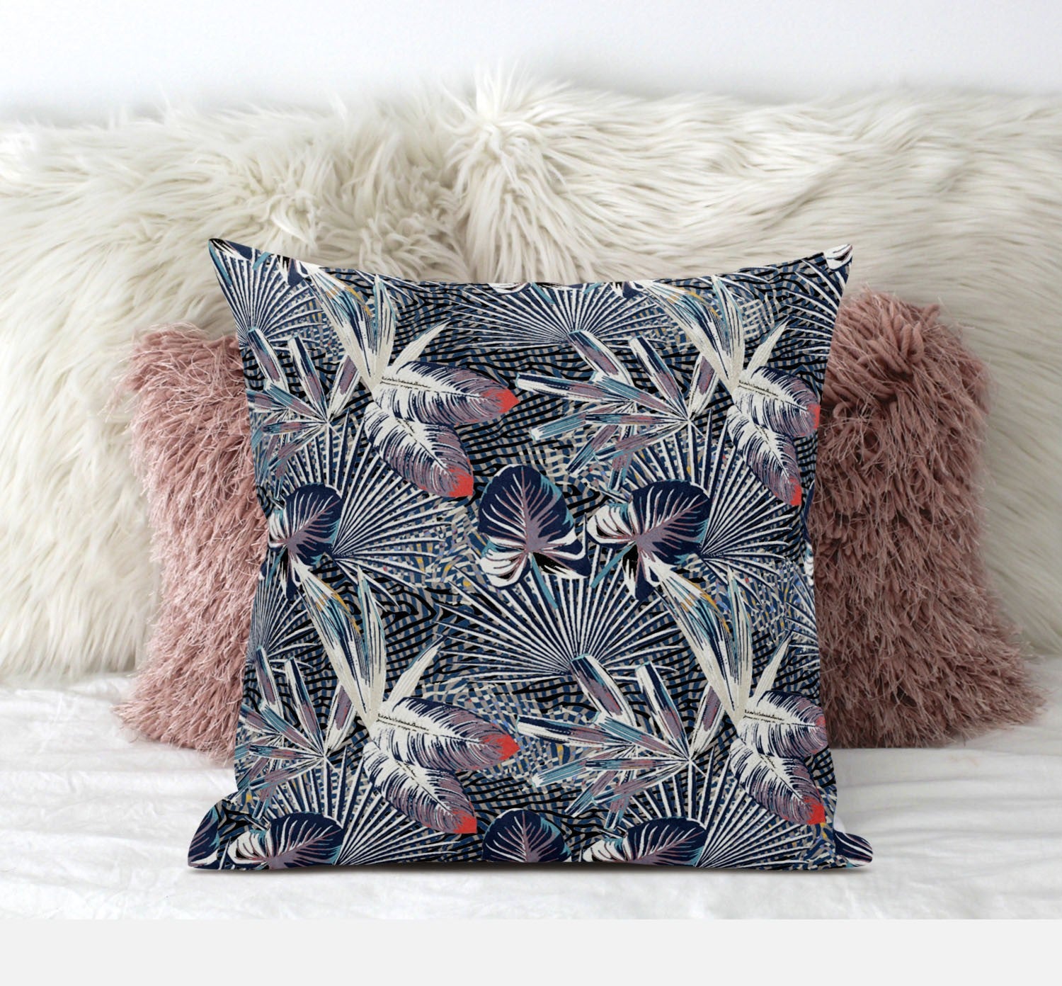 18” Purple Indigo Tropical Suede Throw Pillow