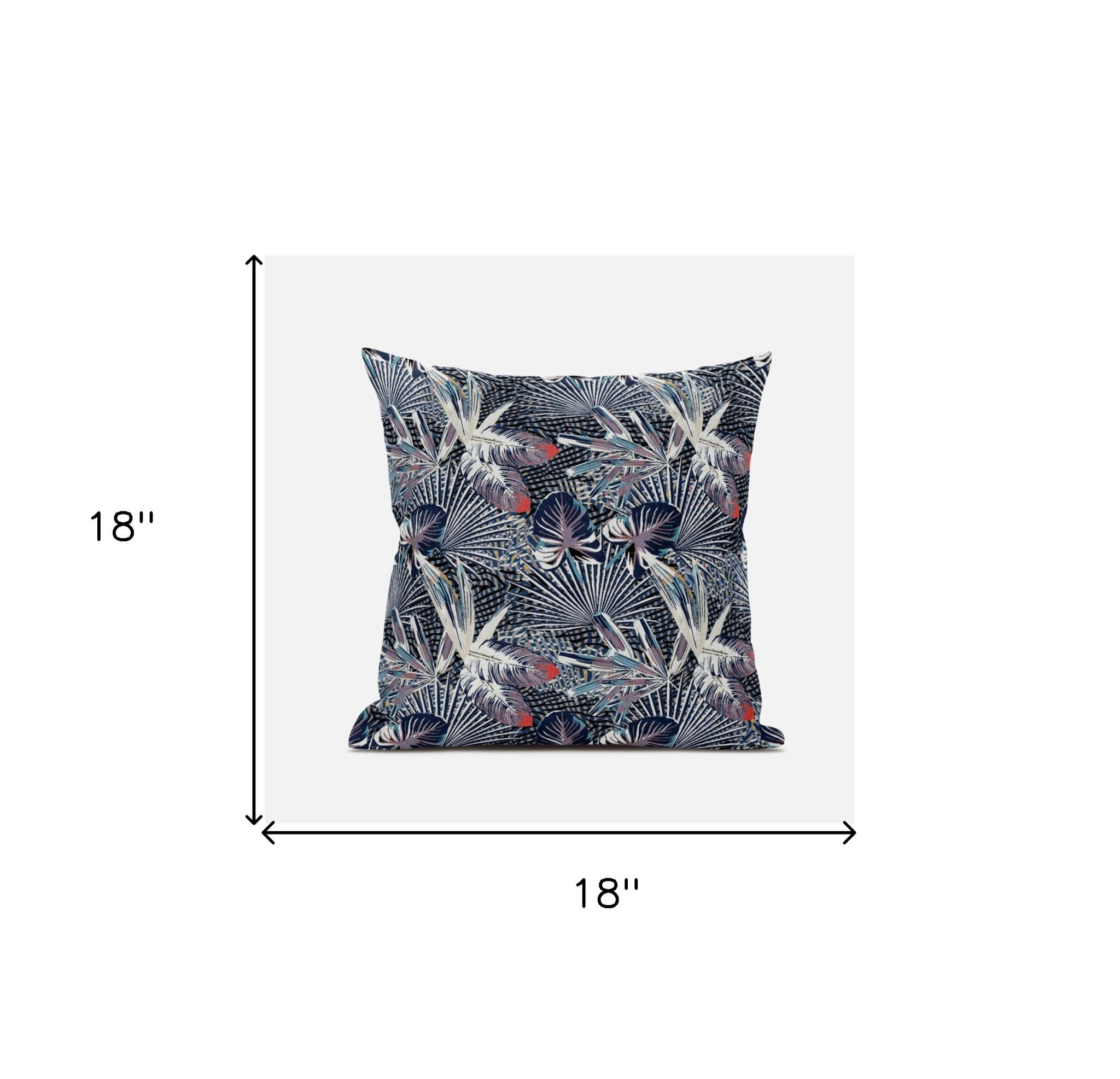 18” Purple Indigo Tropical Suede Throw Pillow