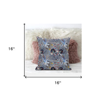 Cojín de gamuza tropical gris índigo de 16 