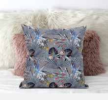 18” Indigo Gray Tropical Suede Throw Pillow