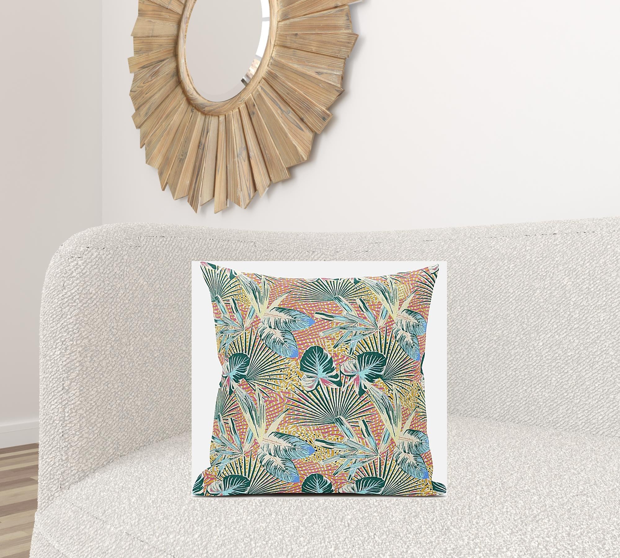 18” Blue Peach Tropical Suede Throw Pillow