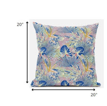18” Blue Pink Tropical Suede Throw Pillow