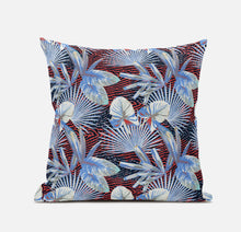 18” Blue Red Tropical Suede Throw Pillow