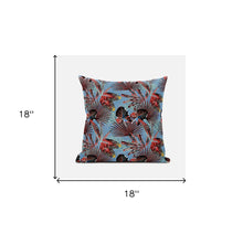 18” Coral Blue Tropical Suede Throw Pillow
