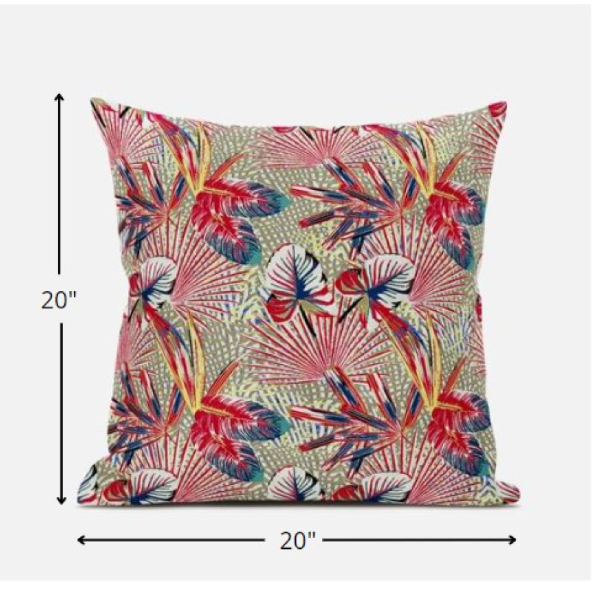 18” Red Gold Tropical Suede Throw Pillow