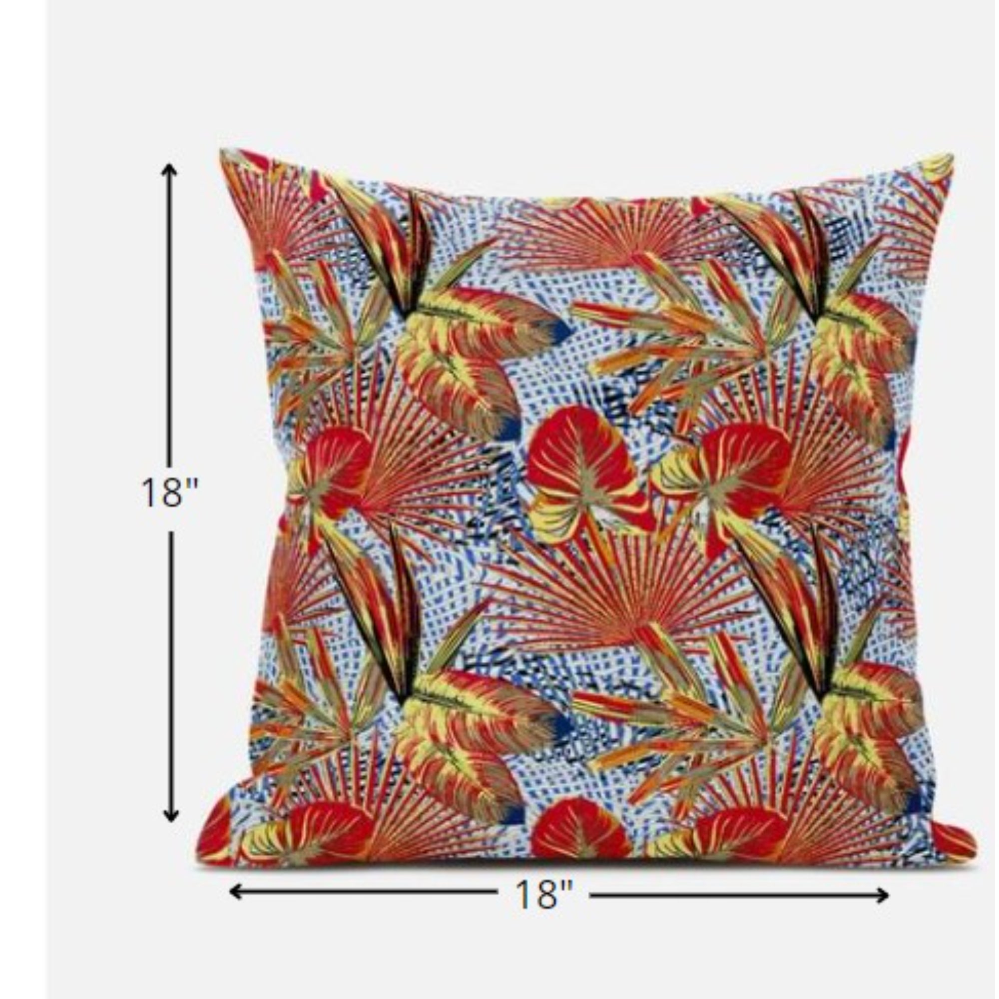 18” Crimson Yellow Tropical Suede Throw Pillow
