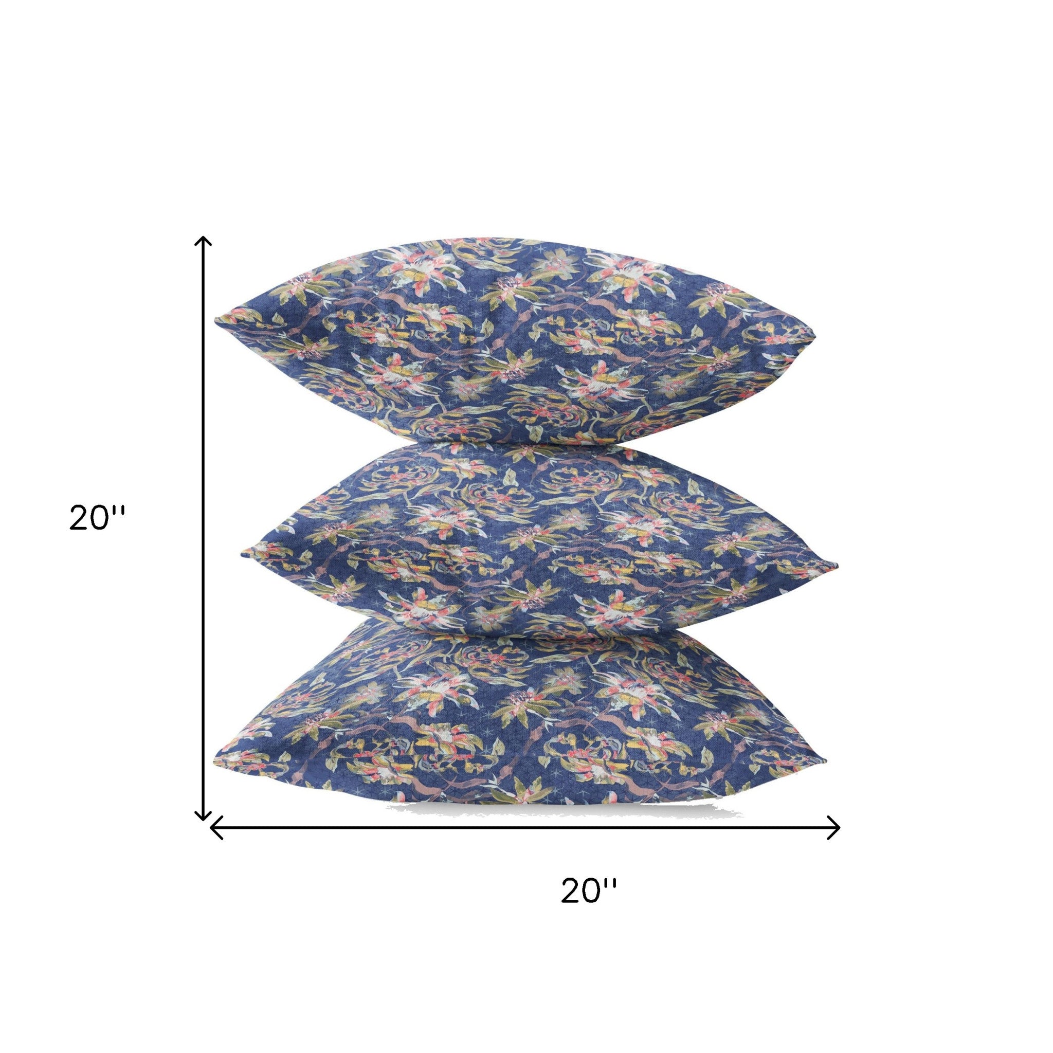 18" Blue Yellow Roses Suede Throw Pillow