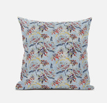 Cojín de gamuza de rosas rojas azul cielo de 16