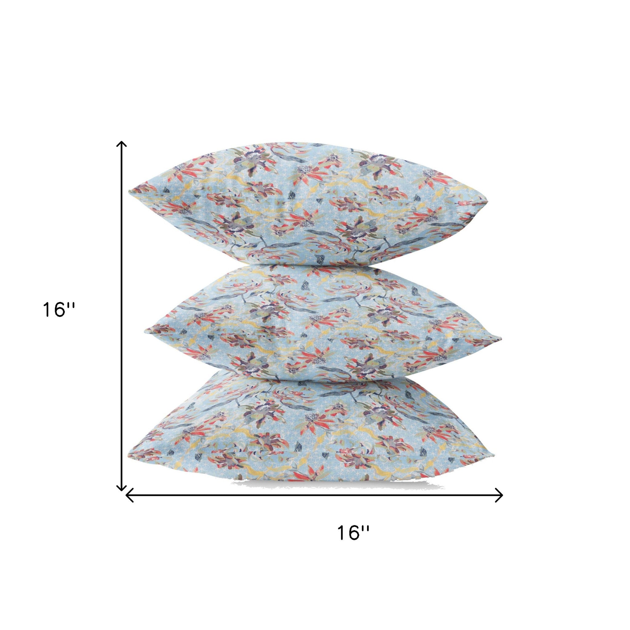 Cojín de gamuza de rosas rojas azul cielo de 16"