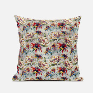 18” Red Yellow Roses Suede Throw Pillow