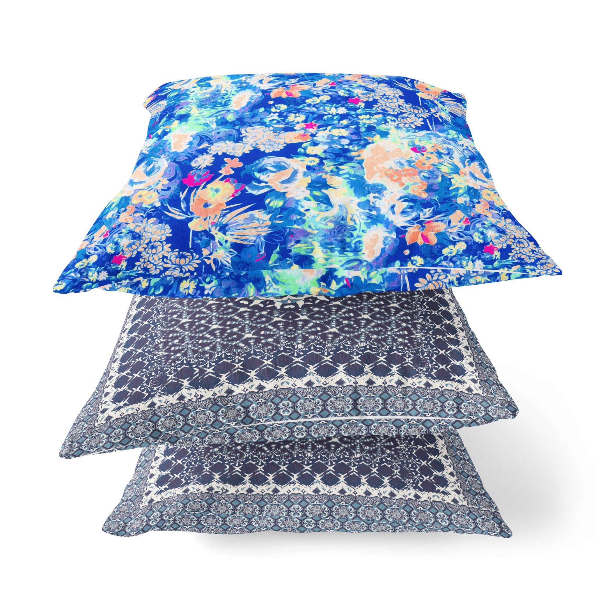 16" Bright Blue Springtime Suede Throw Pillow