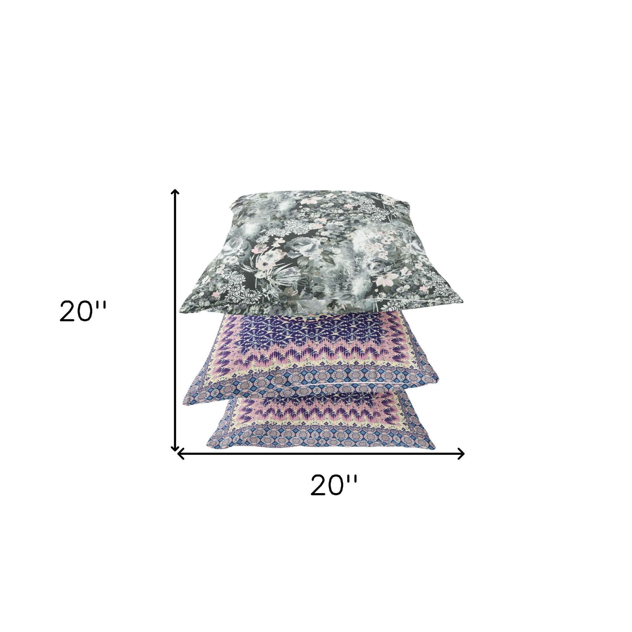 18" Gray White Springtime Suede Throw Pillow