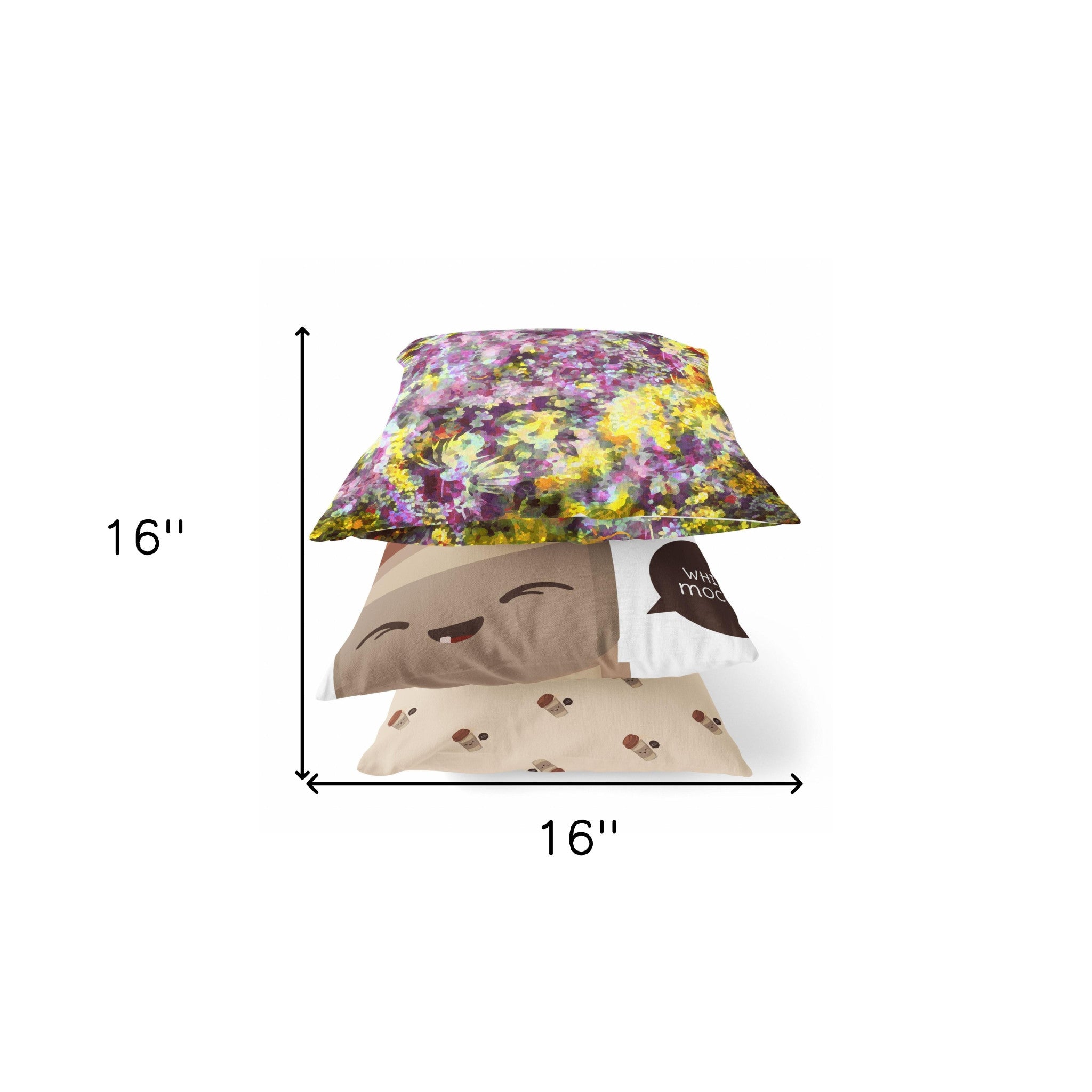 16" Purple Yellow Springtime Suede Throw Pillow