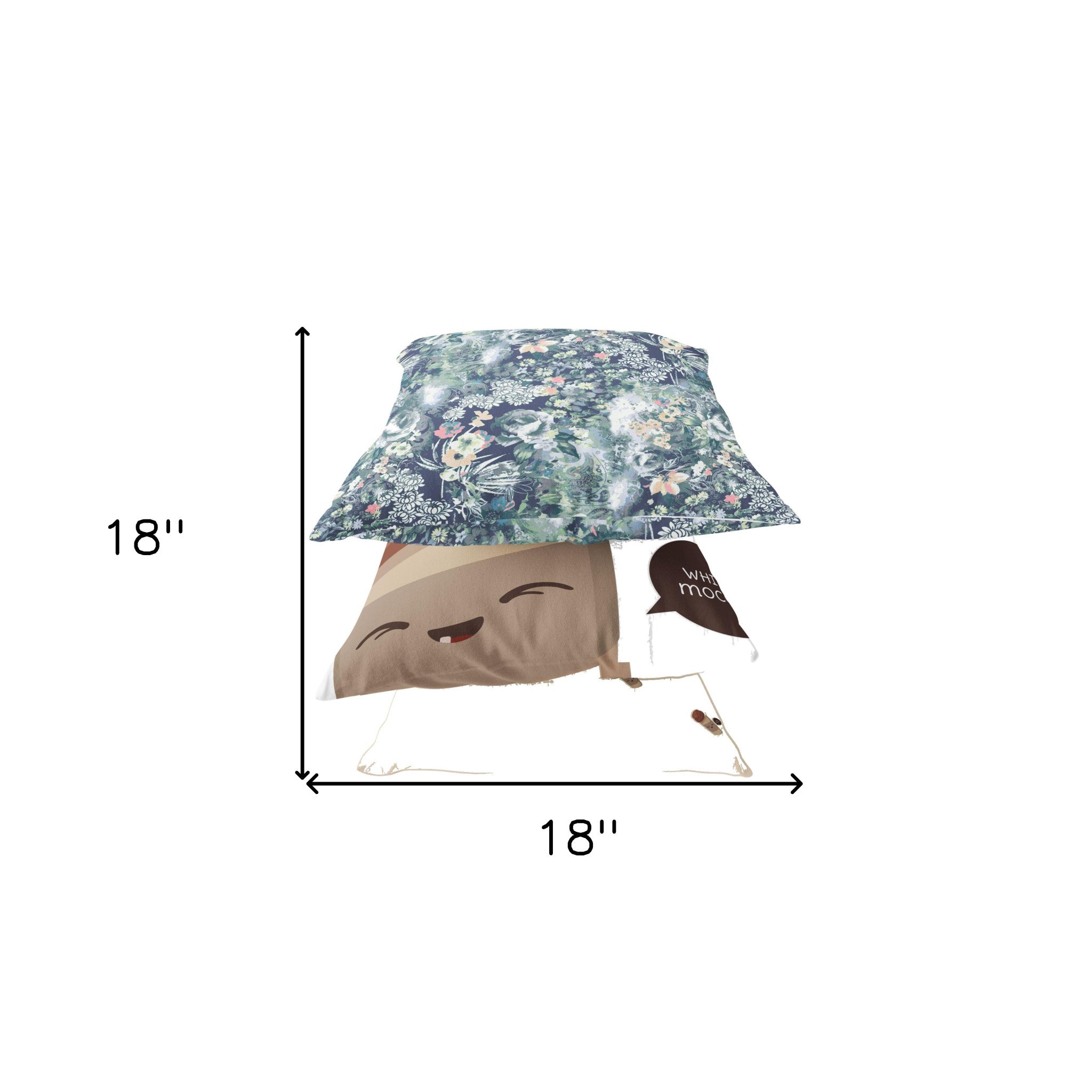 18" Gray Indigo Springtime Suede Throw Pillow