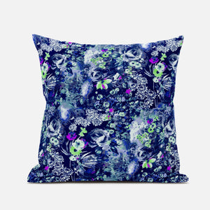 16" Purple Blue Springtime Suede Throw Pillow