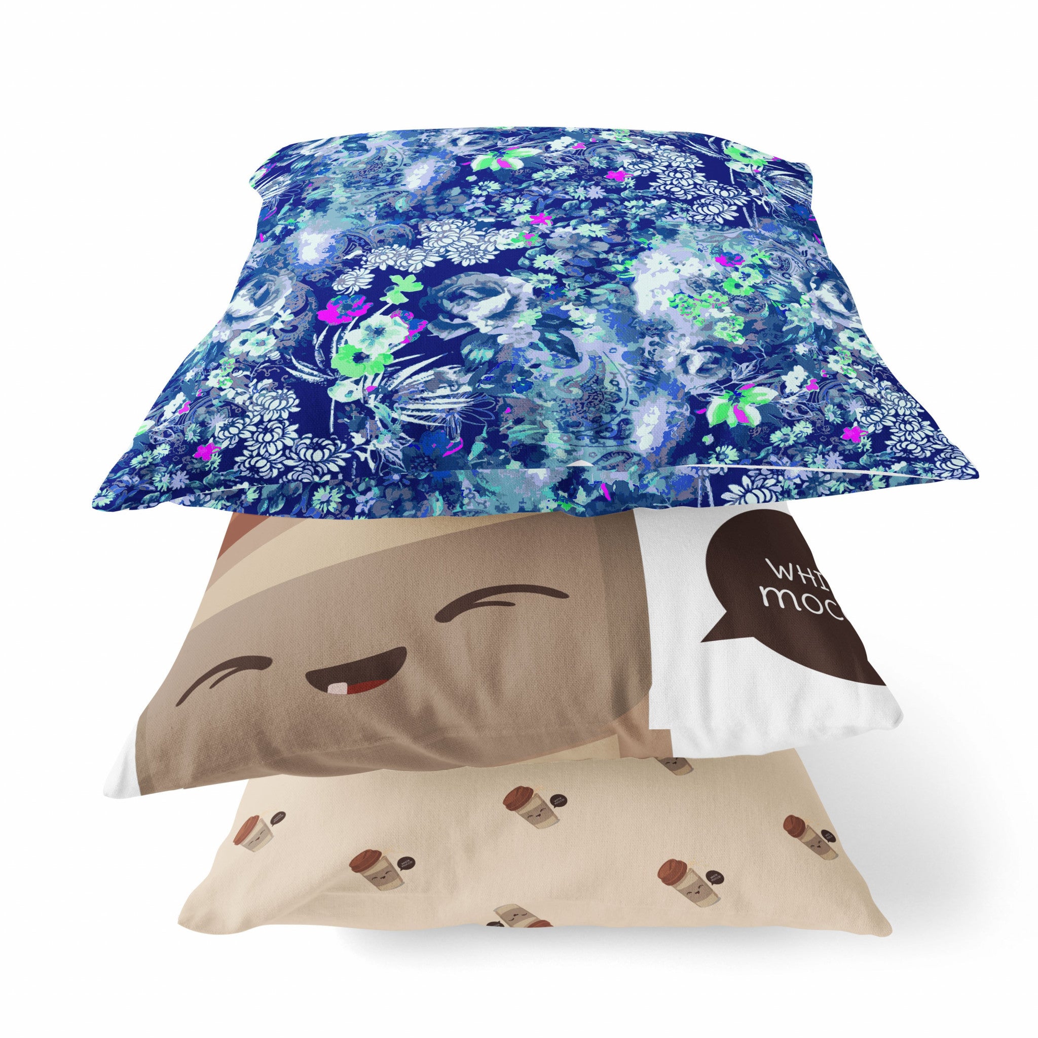 16" Purple Blue Springtime Suede Throw Pillow