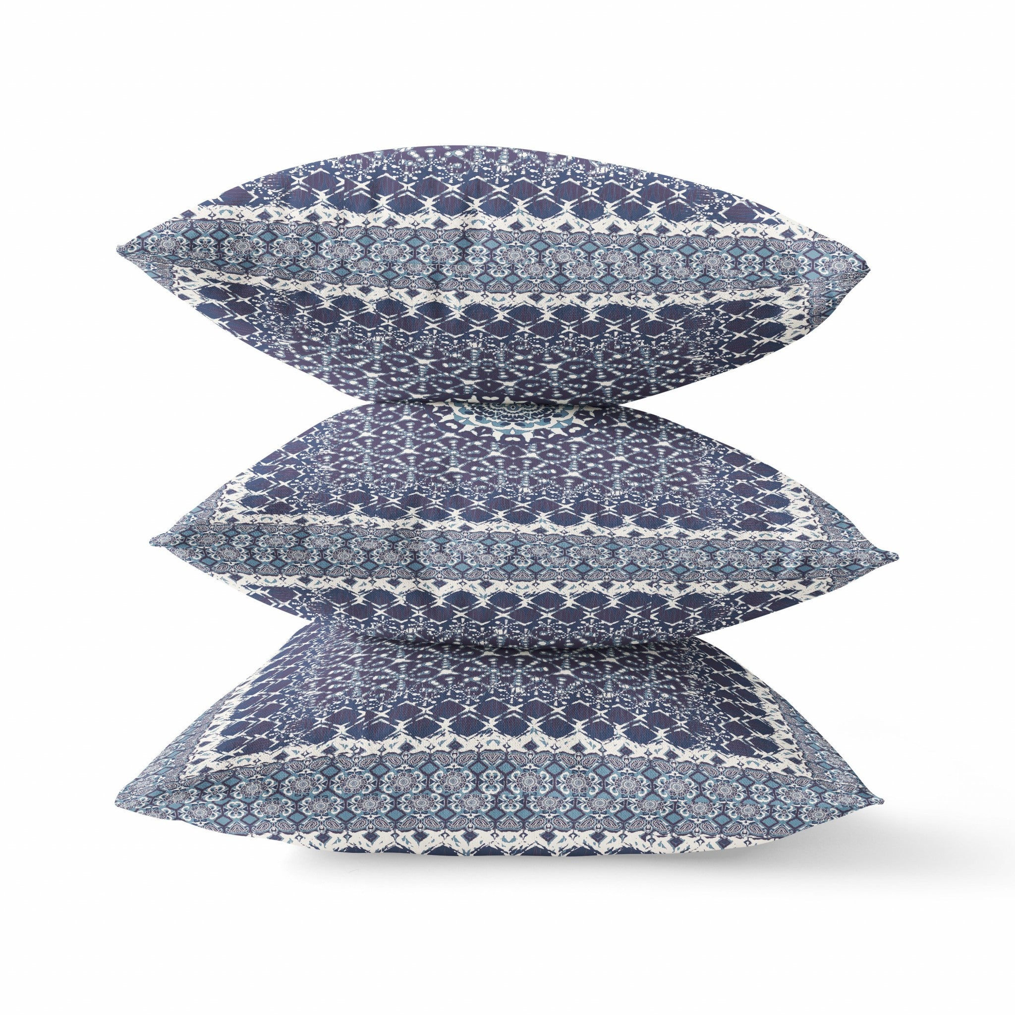 16” Indigo Blue Holy Floral Suede Throw Pillow