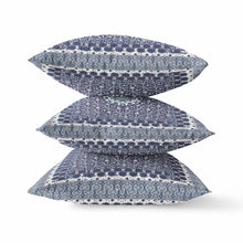 16” Indigo Blue Holy Floral Suede Throw Pillow