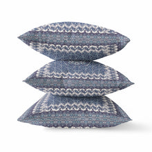 Indigo White Holy Floral Suede Throw Pillow 18”