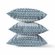 18” Blue White Holy Floral Suede Throw Pillow