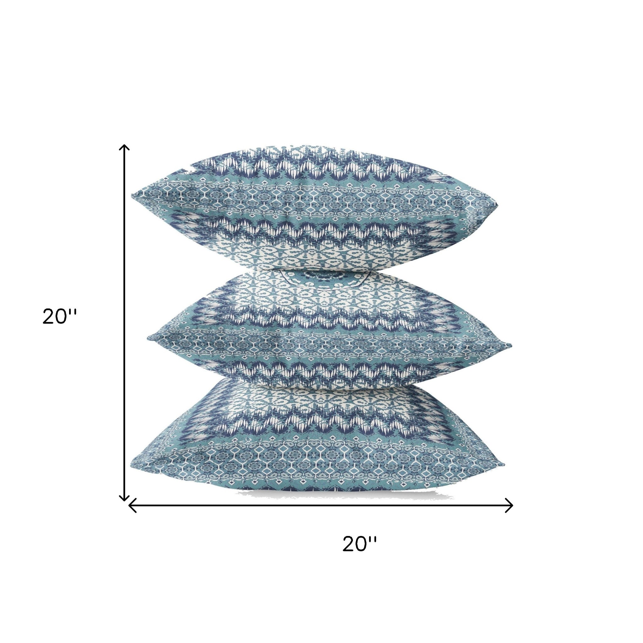 18” Blue White Holy Floral Suede Throw Pillow