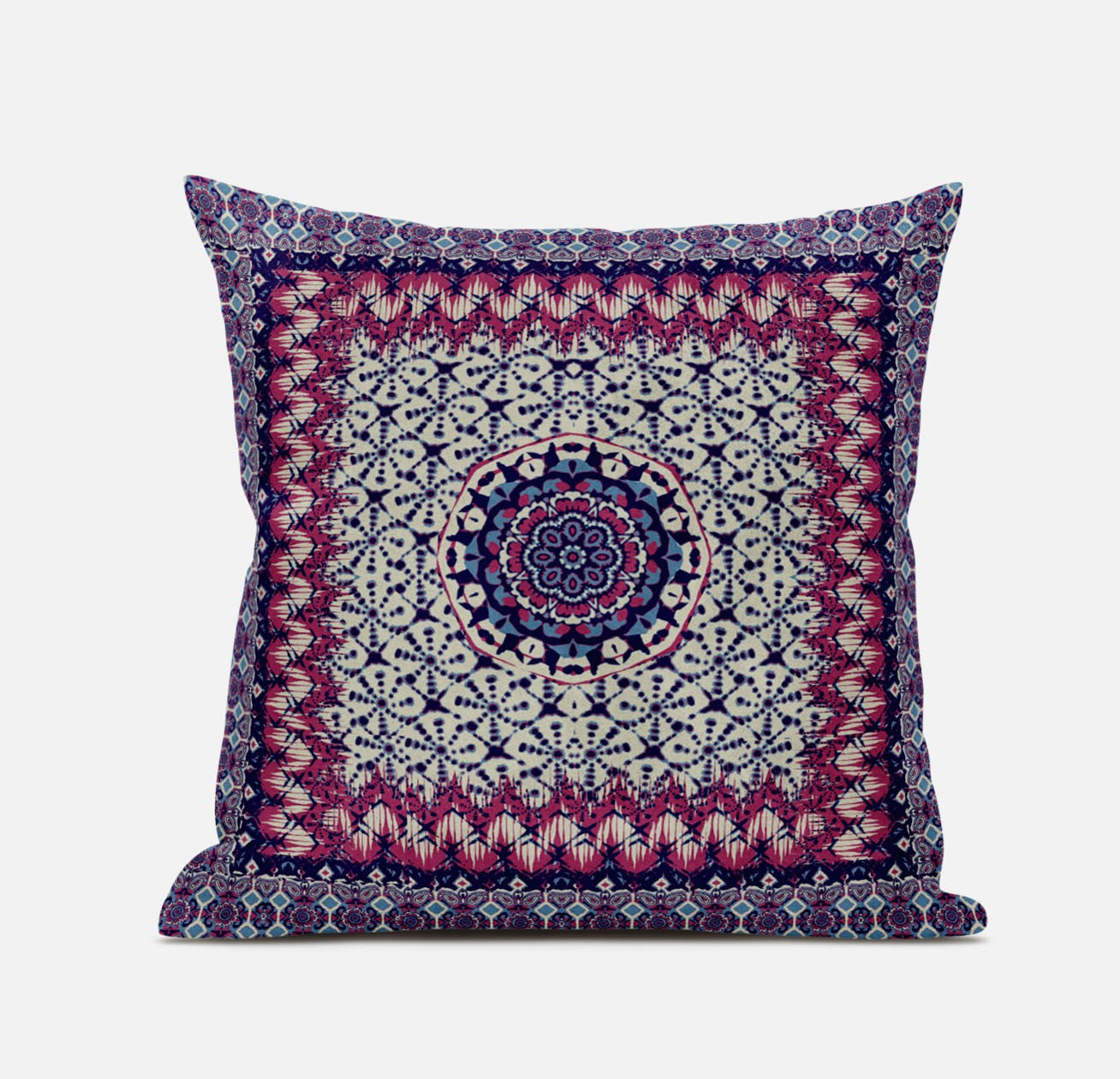 Magenta Indigo Holy Floral Suede Throw Pillow 16”
