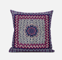 18” Magenta Indigo Holy Floral Suede Throw Pillow