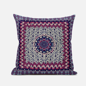18” Magenta Indigo Holy Floral Suede Throw Pillow
