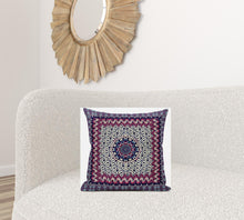 18” Magenta Indigo Holy Floral Suede Throw Pillow