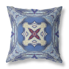 18” Blue Cream Geo Tribal Indoor Outdoor Throw Pillow