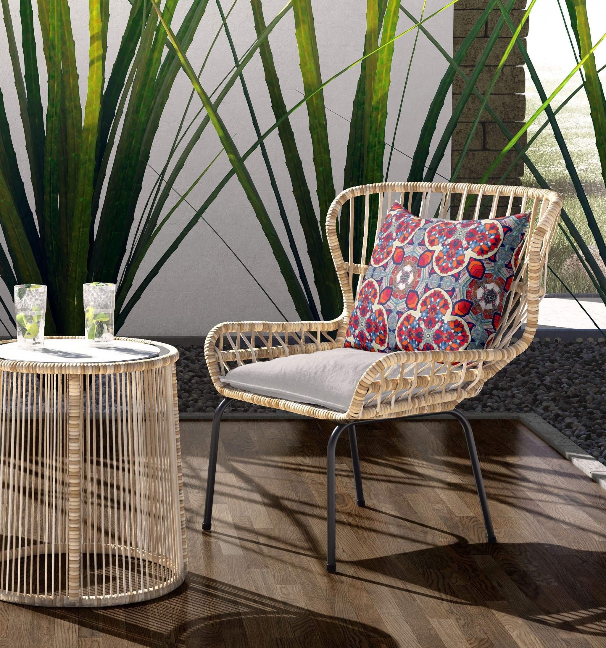 16" Red Blue Cloverleaf Indoor Outdoor Throw Pillow