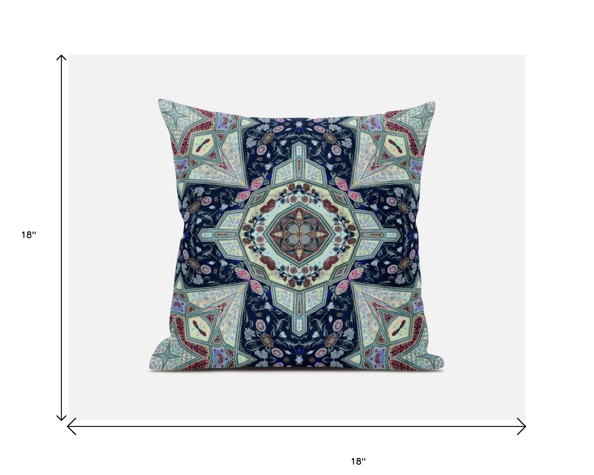 18" Aqua Blue Boho Chic Pattern Suede Throw Pillow