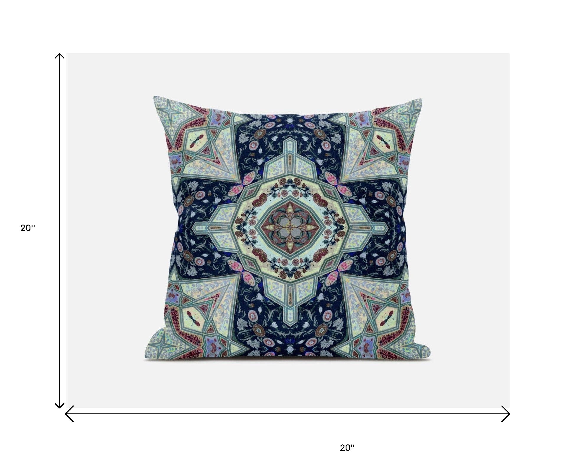 18" Aqua Blue Boho Chic Pattern Suede Throw Pillow