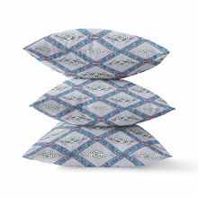 Cojín de gamuza con costura soplada floral de loto rosa azul mar gris de 16 