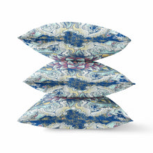 18” Blue Aqua Flower Bloom Suede Throw Pillow