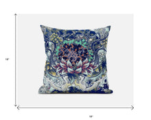 18” Blue Aqua Flower Bloom Suede Throw Pillow