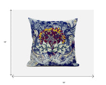 18” Blue Gray Flower Bloom Suede Throw Pillow