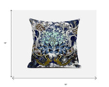 18” Blue White Flower Bloom Suede Throw Pillow