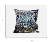 18” Blue White Flower Bloom Suede Throw Pillow