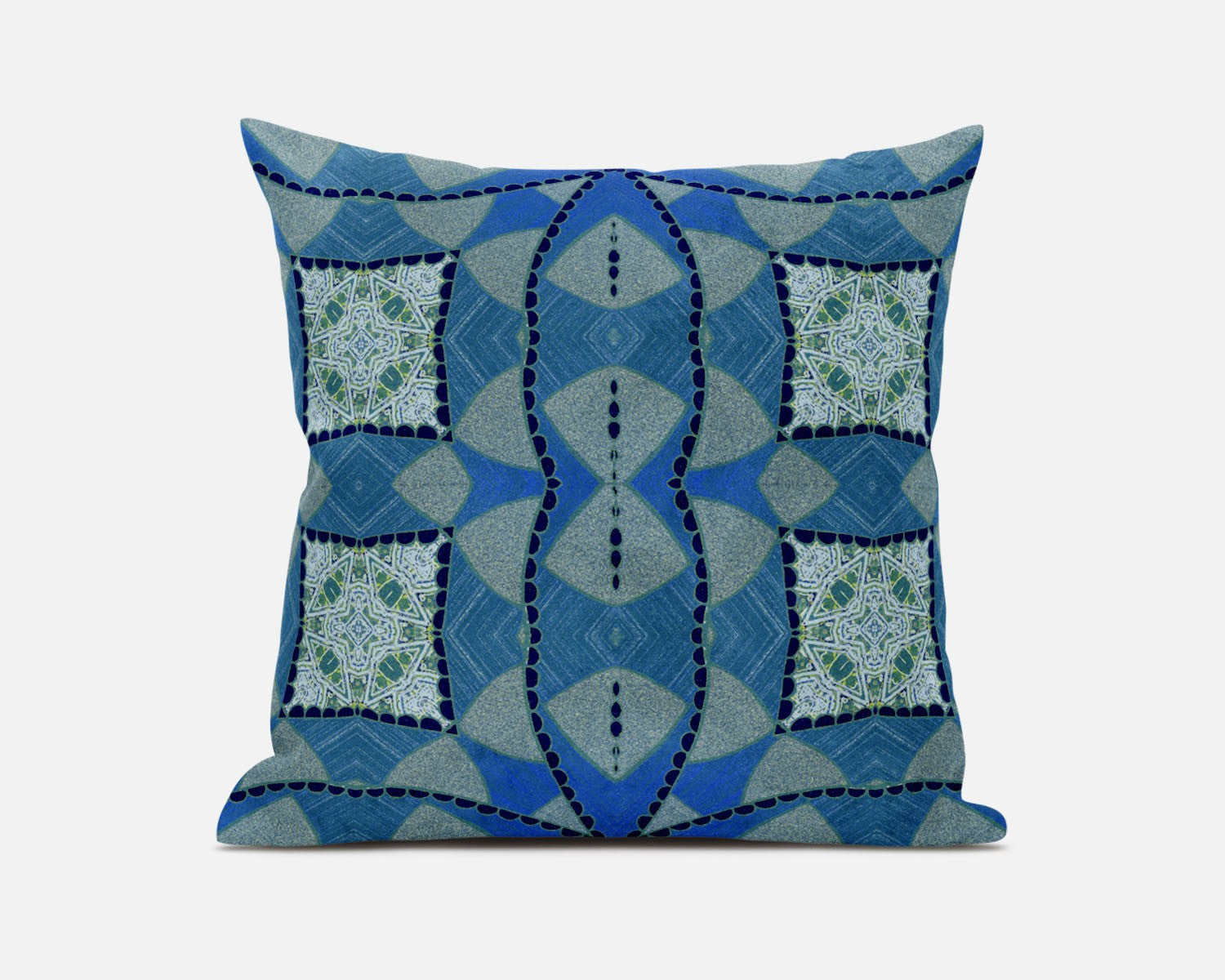 18" Aqua Sky Blue Cosmic Circle Boho Suede Throw Pillow